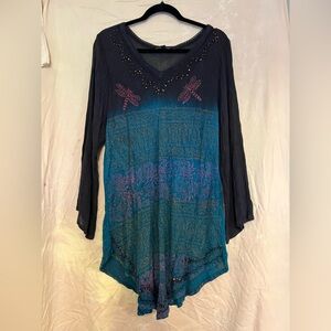 Chic Dragonfly Embroidered Women's Tunic